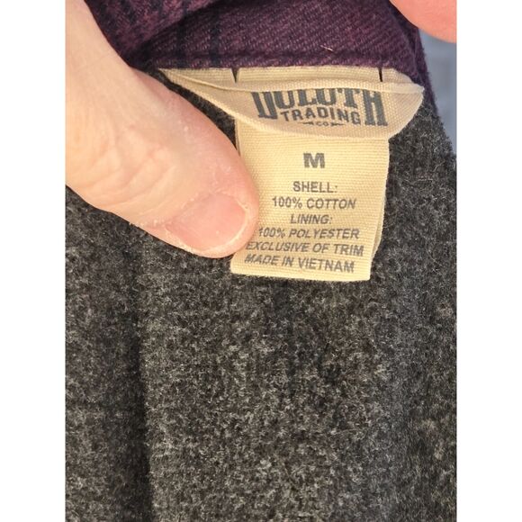 Rare Duluth Trading Co Shacket Women M Black Purple Snap Front Fleece Lined - Picture 6 of 7